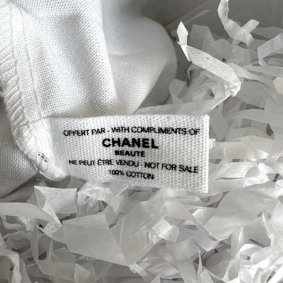 CHANEL White Cotton Canvas Drawstring Pouch Cosmetic Bag Storage Bag - Picture 4 of 4